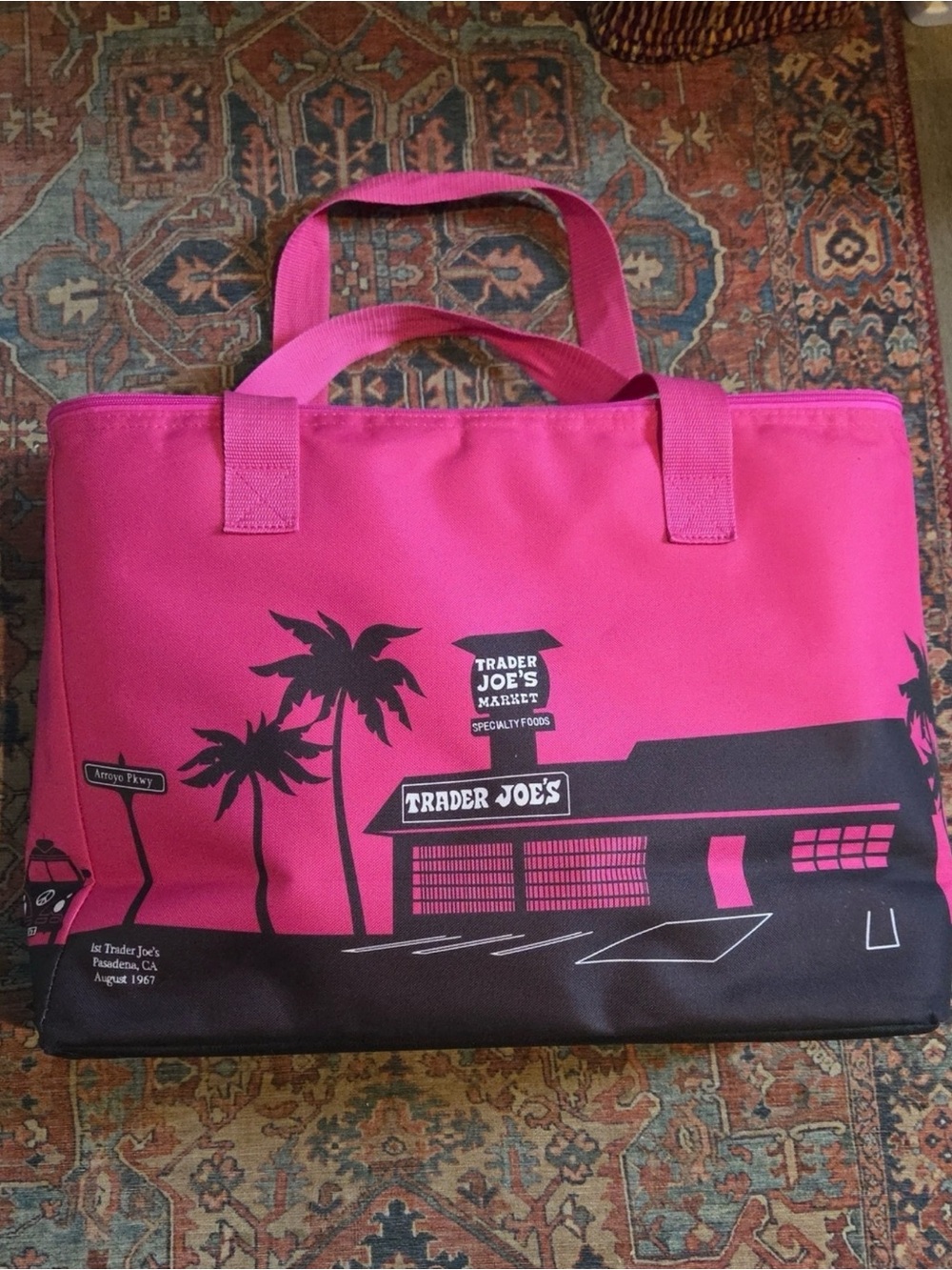 RARE  Trader Joe’s Brazilian Hot Pink Insulated LARGE 8 Gallon Tote